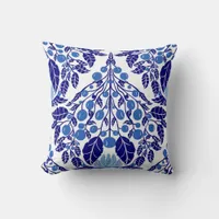 Art Nouveau Blue–Vintage Floral Scallop  Throw Pillow