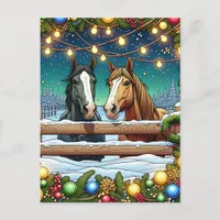 Horses, Christmas Lights Personalized Postcard