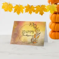 Wreath Of Doodle Leaves and Berries Thanksgiving  Card