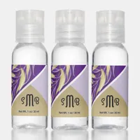 Gold Foliage Monogram Purple Lilac Hand Sanitizer
