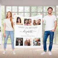 Birthday white photo collage friends fleece blanket