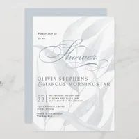 Elegant Pale Dusty Blue Eucalyptus Leaves Invitation