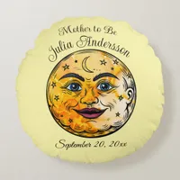 Over the Moon Baby Shower Celebration Round Pillow