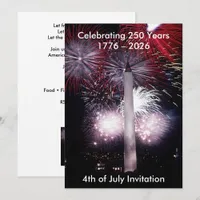 Washington Monument 250 Years 4th of July Party Invitation