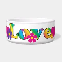 Love and Flowers Bright Colors 60s Hippie Design Bowl