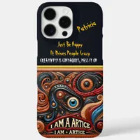 Swirling Textures and Eye Motif Art iPhone 16 Pro Max Case