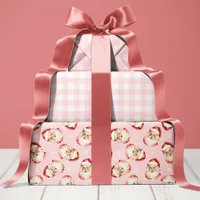 Pink Retro Vintage Santa Christmas Wrapping Paper Sheets