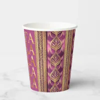 Magenta Gold Christmas Fa La La Pattern#27 ID1009 Paper Cups