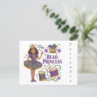 Personalized Text Bead Princess - Mardi Gras  Postcard