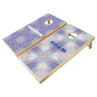 Pastel Mother of Pearl Pattern Name Monogram | Cornhole Set