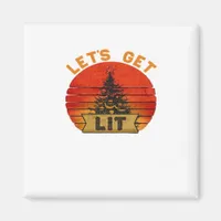 Let's Get Lit Funny Christmas Humor Quote Vintage  Magnet