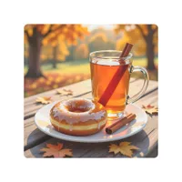 Autumn Blessings | Cider and Donut Metal Print