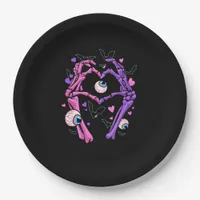Heart Skeleton Hands - Halloween Pastel Goth Eyeba Paper Plates