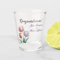 Romantic and Poetic Pastel Tulips Watercolor Shot Glass