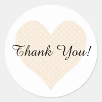 Polka Dot Antique White Heart Thank You Classic Round Sticker