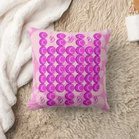 Pink retro pattern in trendy style with monogram throw pillow