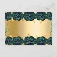 Emerald green gold flowers party stationary card