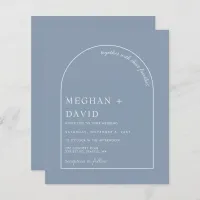 Budget Dusty Blue Modern Arch Wedding Invitation