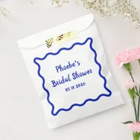 Bold Wavy Blue Border Cute Custom Bridal Shower Favor Bag