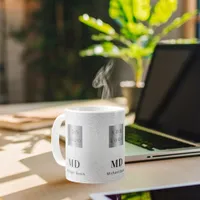 Silver monogram name business logo coffee mug