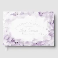 Purple Hydrangea Celebration of Life Memorial Foil Guest Book