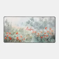 Red Flowers Desk Mat