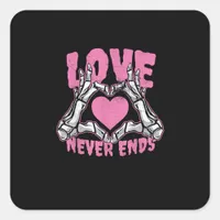 Valentines Day Heart Skeleton Hands Heart Square Sticker