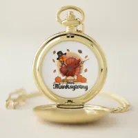 Happy Thanksgiving Typography Pocket Watch