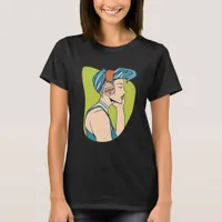 Blue Haired Woman Listens To Music T-Shirt