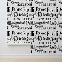 Italian Food Pasta Names Typographic Kitchen Wallpaper