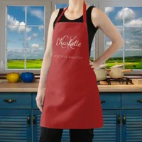Red classic monogram name business  apron