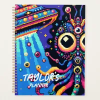 UFO and Alien Pixel Art Personalized Planner