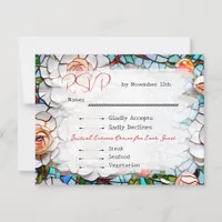 Beautiful Mosaic Stained Glass and Tile Wedding RSVP Card