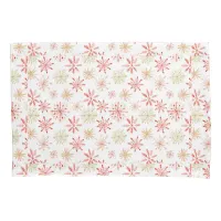 Red Green Watercolor Snowflake Pattern Pillowcase