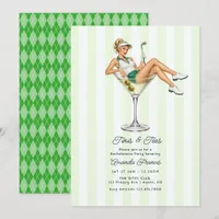 Tinis & Tees Preppy Golf Martini Bachelorette Invitation