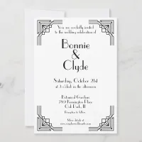 Vintage Art Deco Black & White Geometric Wedding Invitation