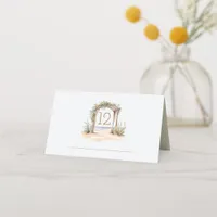 Watercolor Beach Arch Wedding Reception Seating Place Card