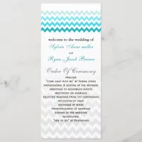 Mod chevron aqua Ombre Wedding program