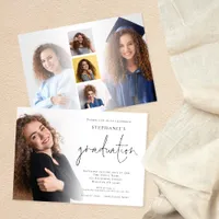 Modern Script 6 Photo Overlay Graduation Party Invitation