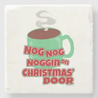 Egg Noggin on Christmas Door Stone Coaster