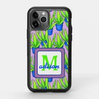 Aloe Vera Plants Pattern Monogrammed OtterBox Symmetry iPhone 11 Pro Case