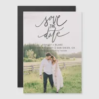 Handwritten Calligraphy Photo Save the Date Magnetic Invitation