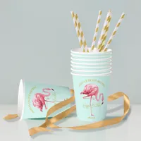 Tropical Flamingo Sweet 16 Happy Birthday ID922 Paper Cups