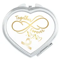 Happy Valentine's Day Together Forever Gold/White Compact Mirror