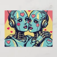 Two Female Robots in Love Postcard