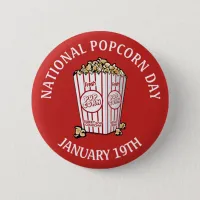 National Popcorn Day January 19th Button