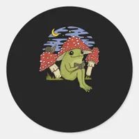 Frog With Mushroom Hat - Cottagecore Goblincore Bo Classic Round Sticker