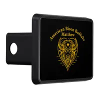 Bison Buffalo Illustration in Heart Shape Design Hitch Cover