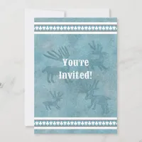 Southwest Winter Deer Blue Flat Holiday Invitation