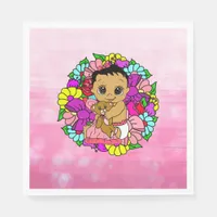 Pretty Pink Floral Girl's Baby Shower Ethnic Napkins